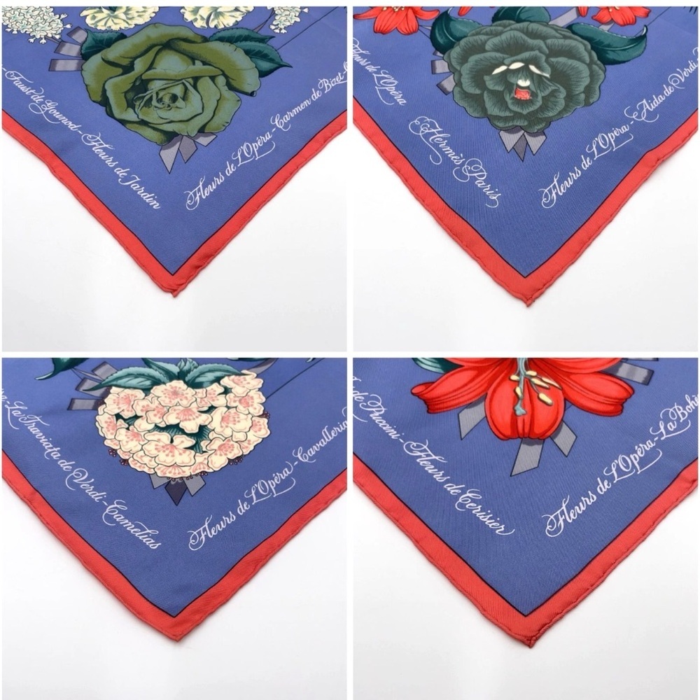 HERMES Vintage Collectors Floral “Fleurs de L’ Opera” Multicolor Silk Scarf - 90 - Picture 9 of 10
